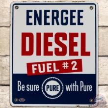 Pure Energee Diesel Fuel #2 SS Porcelain Gas Pump Plate Sign w/ Logo