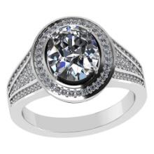VS/SI1 Certified 1.80 CTW Round and Cut Diamond 14K White Gold Ring