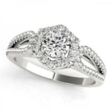 Certified 0.85 Ctw SI2/I1 Diamond 14K White Gold Engagement Halo Ring