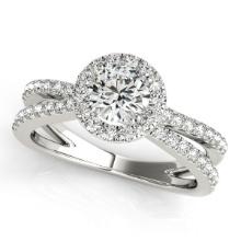 Certified 1.10 Ctw SI2/I1 Diamond 14K White Gold Engagement Halo Ring
