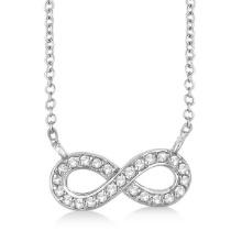 Pave-Set Diamond Infinity Pendant Necklace 14K White Gold 0.20ctw