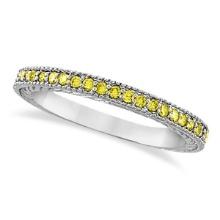 Fancy Yellow Canary Diamond Stackable Ring Band 14Kt White Gold  0.50 ctw