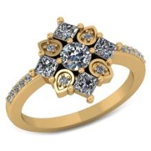 VS/SI1 Certified .80 CTW Round and Princess Cut Diamond 14K Yellow Gold Ring