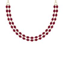 50.60 Ctw Ruby 14K Yellow Gold Double layer Necklace