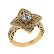 1.37 Ctw SI2/I1 Diamond 14K Yellow Gold Vintage style Wedding Ring