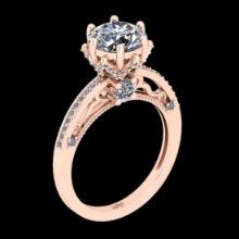 2.61 Ctw VS/SI1 Diamond 14K Rose Gold Vintage Style Ring