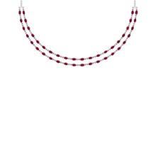 10.50 Ctw Ruby 14K White Gold Double layer Necklace