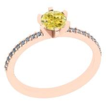 Certified 1.04 Ct GIA Certified Natural Fancy Yellow Diamond And White Diamond 14K Rose Gold Engagem