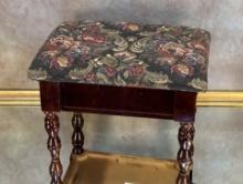 Small Wooden Upholstered Storage Footstool