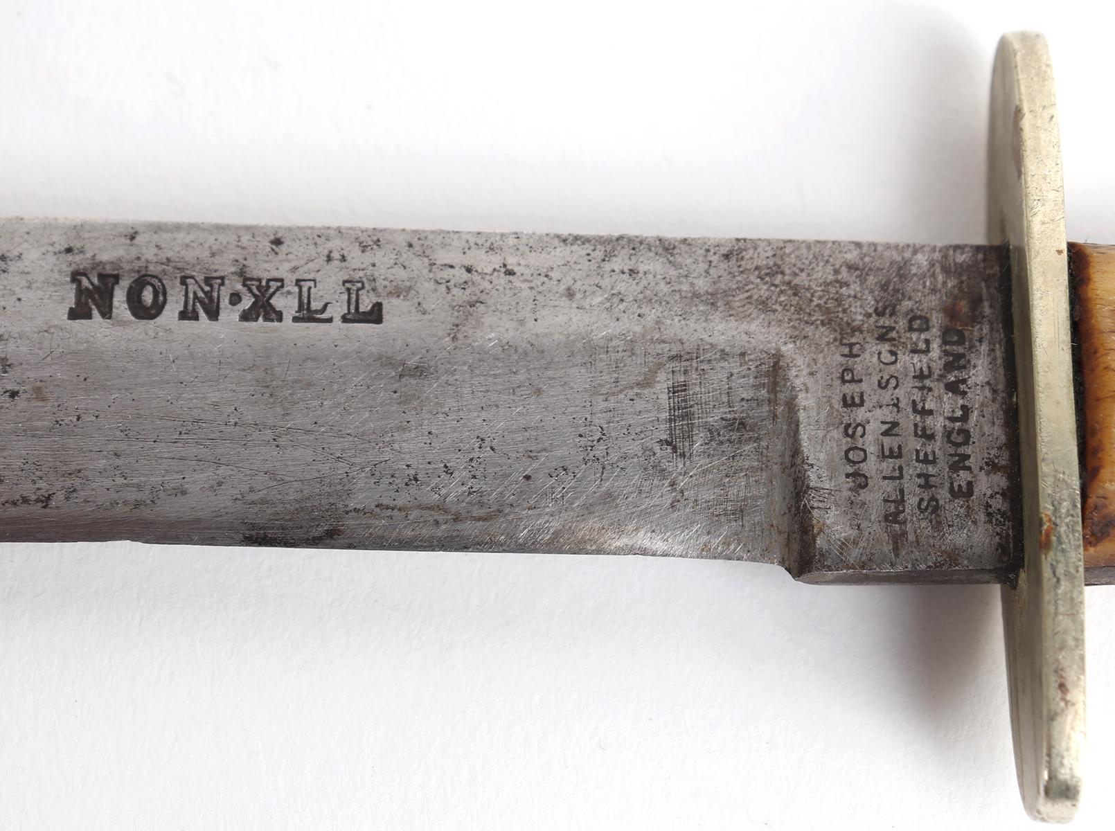 Antique Hunting Bowie Knife, Joseph Allen & Sons Sheffield England