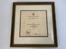 WWII GERMAN FRAMED AWARD DOCUMENT TO A SS OFFICER OF 11th SS Panzergrenadier Division Nordland