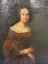 RUSSIA 19th CENTURY ANTIQUE OIL ON CANVAS PAINTING OF A NOBLE WOMAN
