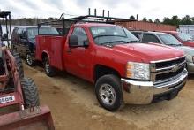 2008 Chevy 2500HD red utility truck