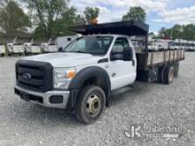 2012 Ford F550 Flatbed Truck Runs & Moves) (Check Engine Light On.