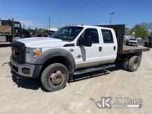 2011 Ford F550 4x4 Crew-Cab Flatbed Truck Runs, Moves) (No Rear Seats