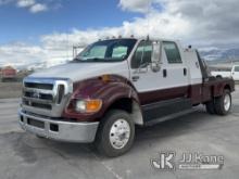 2007 Ford F650 Crew-Cab Flatbed Truck Runs & Moves