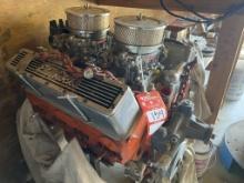 CHEVY 350 V8 ENGINE, WITH EDELBROCK DUAL CARBURETORS