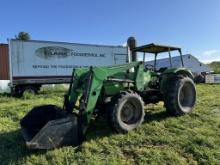 DEUTZ 6275 TRACTOR WITH 466 LOADER, 4WD, CANOPY, 3PT, NO TOP LINK, 540 PTO, 1-REMOTE, 18.4-30 REAR T