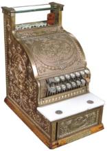 National Cash Register, Candy Store Model 333, ornate embossed brass w/mone