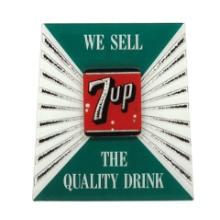 Soda Fountain Sign, We Sell The Quality Drink-7up, two-layer glass w/silver