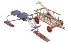 Child's Ride On's (2), pressed steel Tri-Ski 2-seater, mfgd by Duralite & w