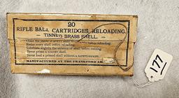 (20) RIFLE BALL 45 CAL CARTRIDGES FRANKFORD ARSENAL DATED 1894