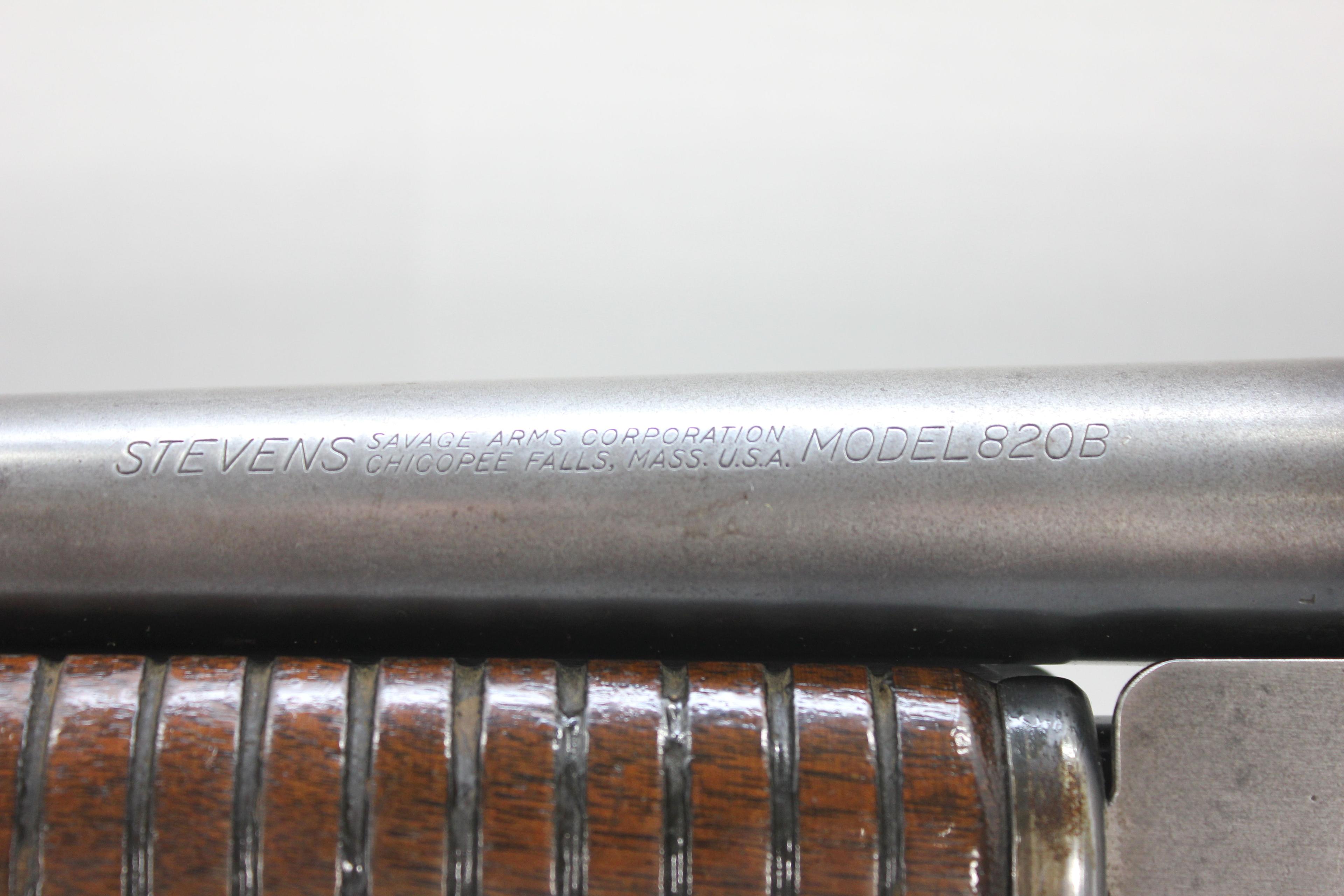 Stevens Model 820B 12 Ga. 2-3/4" Cham. Pump Action Shotgun w/28" BBL; SN N/A