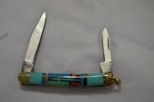 Schrade Uncle Henry Double-Blade Navajo Inlay Pocket Knife No. 804VHT; NIB