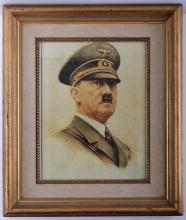 WWII ADOLF HITLER FRAMED PRINT 17 X 20 INCHES