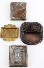 4 WWII GERMAN REICH ASHTRAYS & CIGARETTE CASES LOT