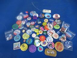MISC. POLITICAL PINS AND ADVERTISEMENTS