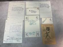 "Rip" Sewell, Joe Sewell, Ken Keltner and Johnny Van Der Meer Signed Items and Letters