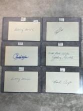 (6) Signed 3 x 5 Index Cards - (2) Moses, Keller, Cerv, Groth, and Arft