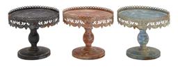 Set of 3 Metal Stands Antiqued Colors of Black Red Blue Patio Decor 50480