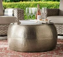 Metal Hammered Coffee Table Antique Silver Finish