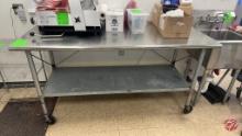 Stainless Steel Table W/ Casters Approx: 72"x30"