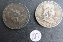 1957 & 1951 Franklin Half Dollar