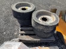 (4) Solid Used Skid Steer Tires