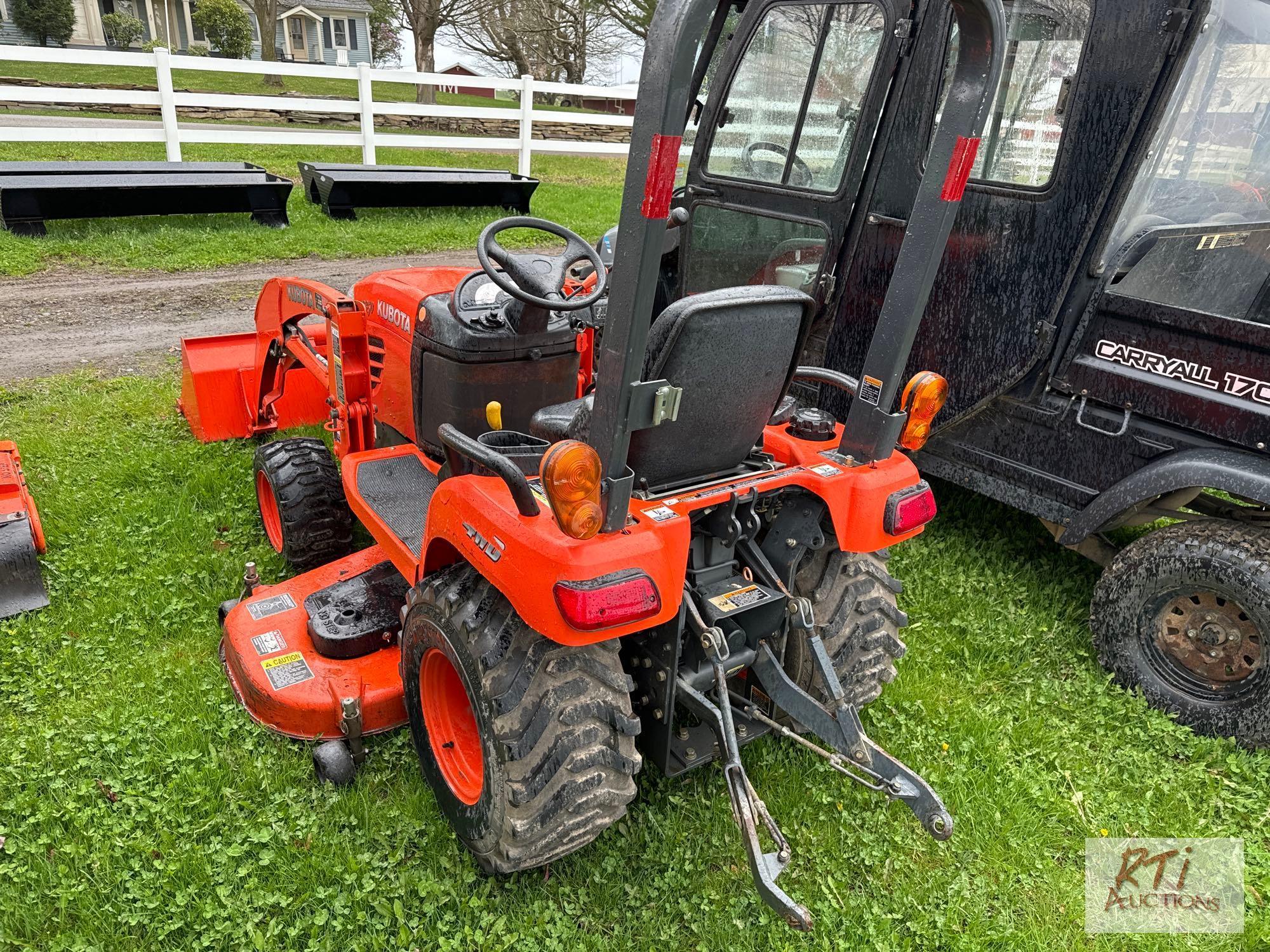 Kubota PX2350 compact tractor, 4WD, quick connect loader, 60in belly mower, HST, 3pt hitch, 1647