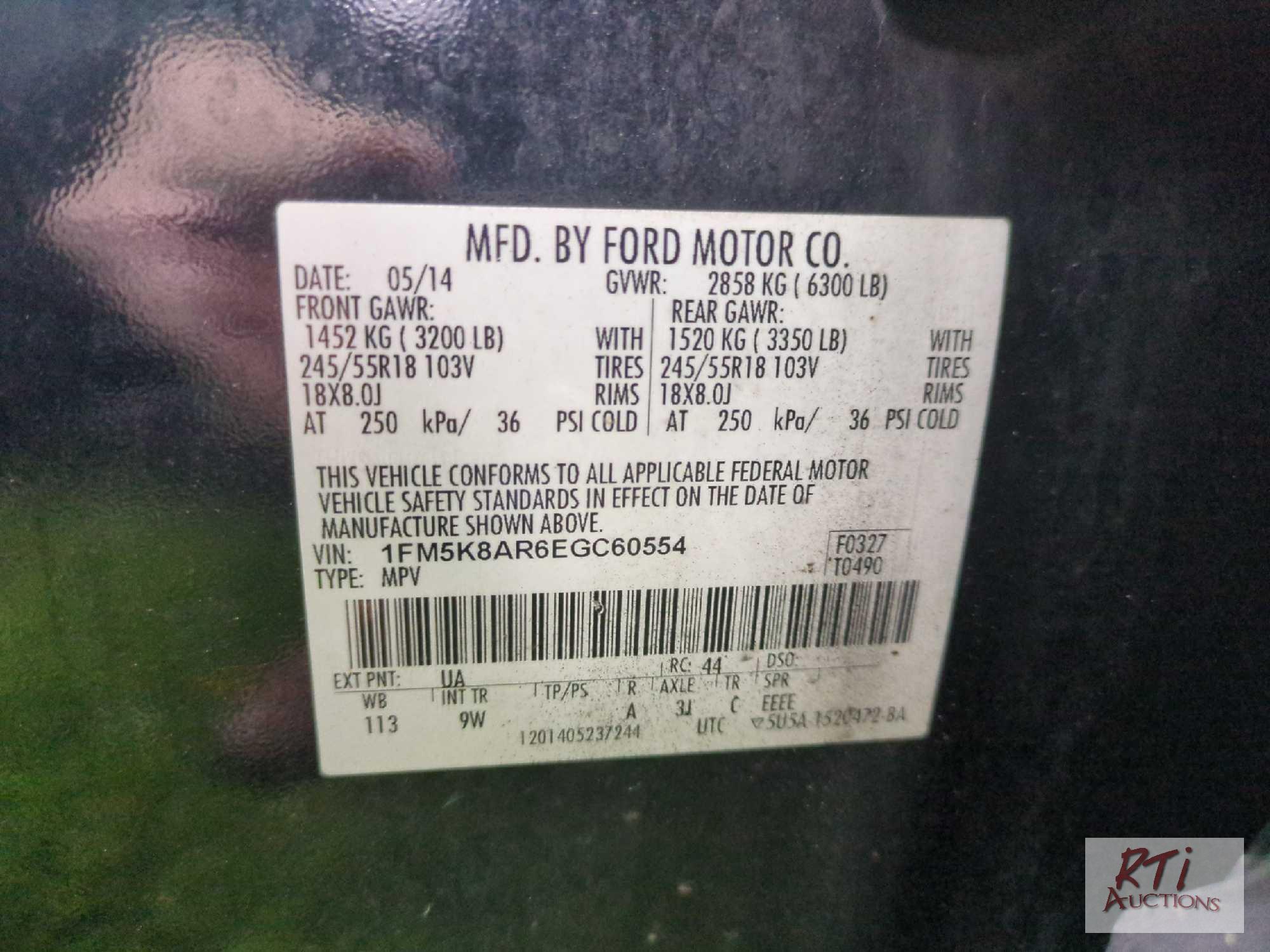 2014 Ford Explorer Interceptor, AWD, PW, PL, power mirrors, A/C, 182K, VIN:1FM5K8AR6EGC60554