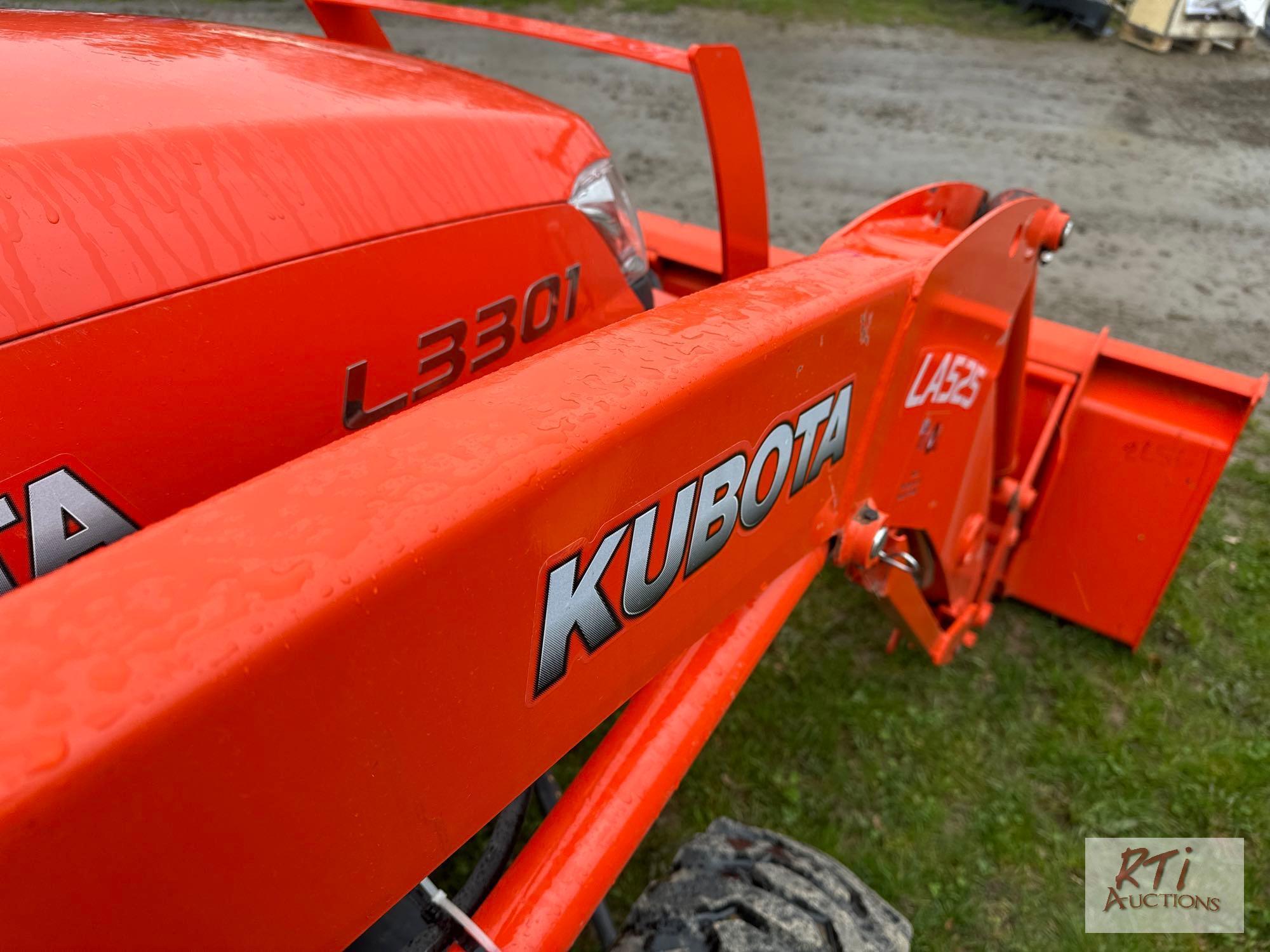 Kubota 3301 loader with R4 tires and quick attach bucket, 251 hrs.