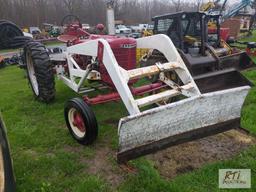 McCormick Farmall H with front blade, wide front end, draw bar, PTO