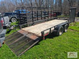 2007 Mustang Landscape trailer with side gate and end gate, tandem axles, VIN:1M9UA16257G568417