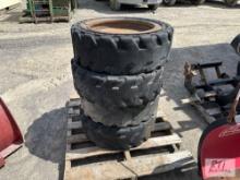 4X 10-20 solid skid loader tires and wheels