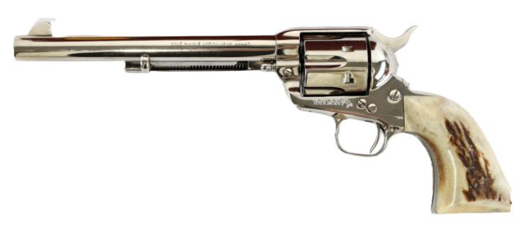 1989 Colt SAA Nickel & Stag 44-40 Revolver w/ Box