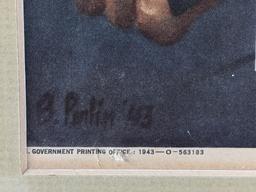 1943 US Military Treasury Framed Propaganda Poster