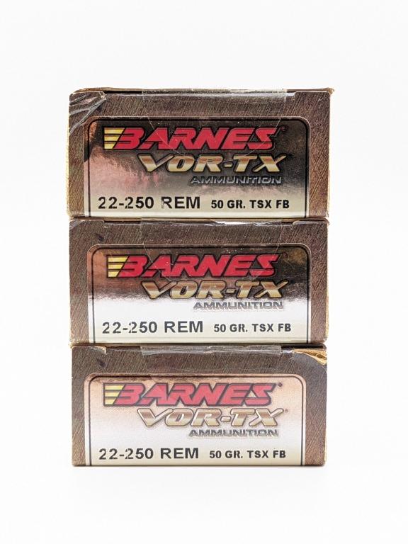 60 Rnds of Barnes VOR-TX Ammunition 22-250 Rem HP