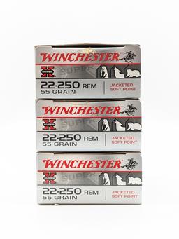 60 Rnds of Winchester Super X 22-250 Rem 55 Gr JSP