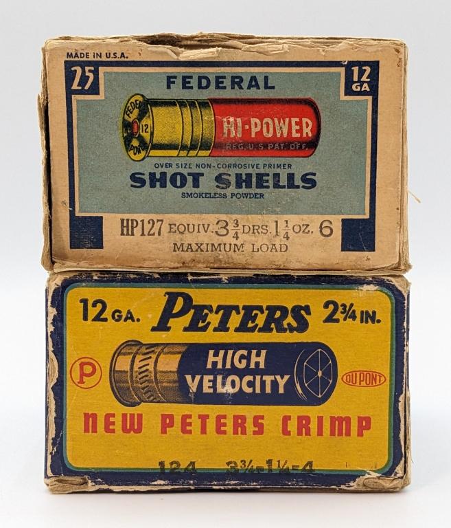 Vtg Federal & Peters 12 Ga Shotgun Shells w 29 Rnd