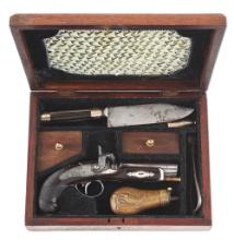 (A) FANTASTIC CASED NEW ORLEANS AGENT MARKED GOLD MOUNTED HENRY DERRINGER MEDIUM SIZE PERCUSSION POC